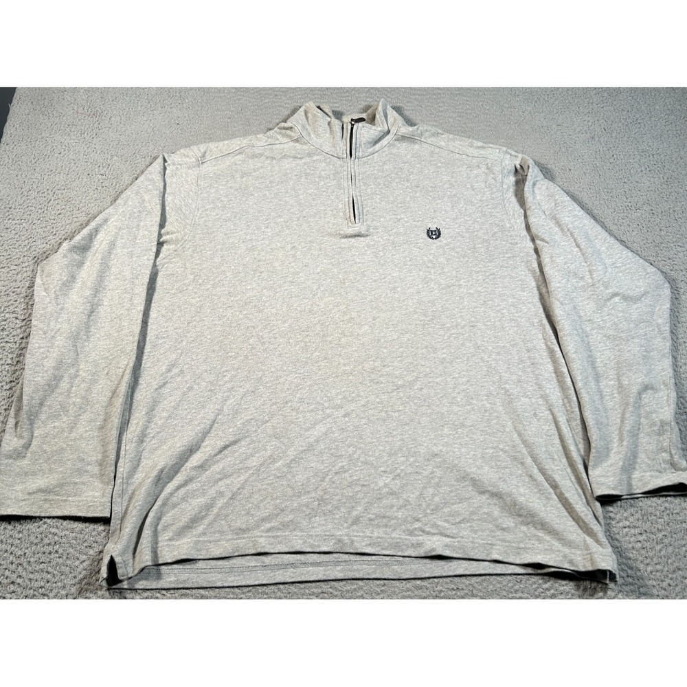 Chaps Sweater Mens 2XL Gray Knitted Quarter Zip Athleisure Performance Warm Wear